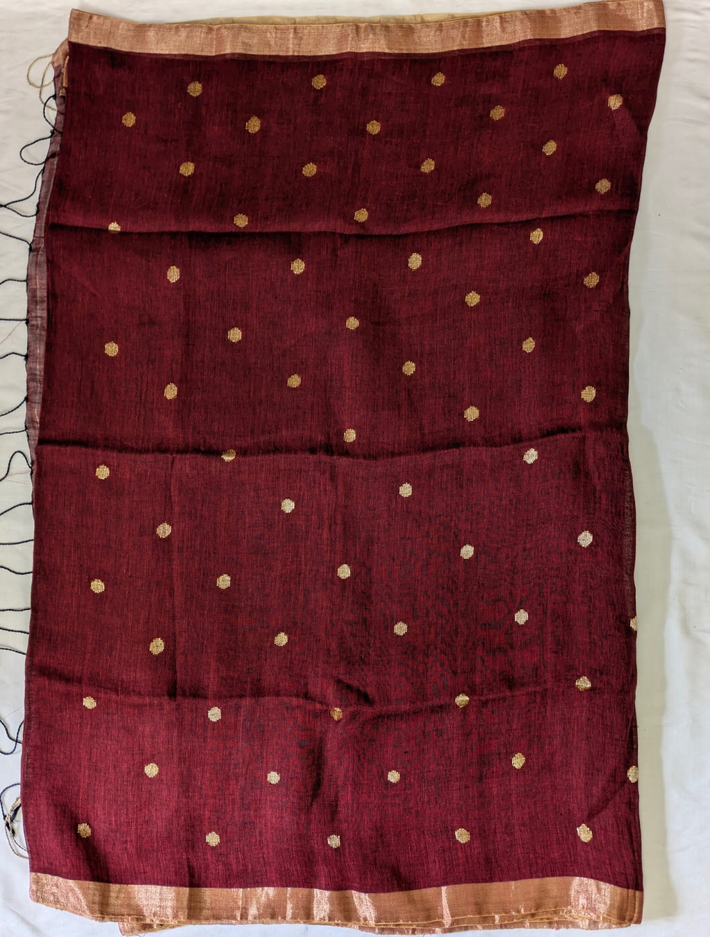 Madhur Maroon Linen Saree