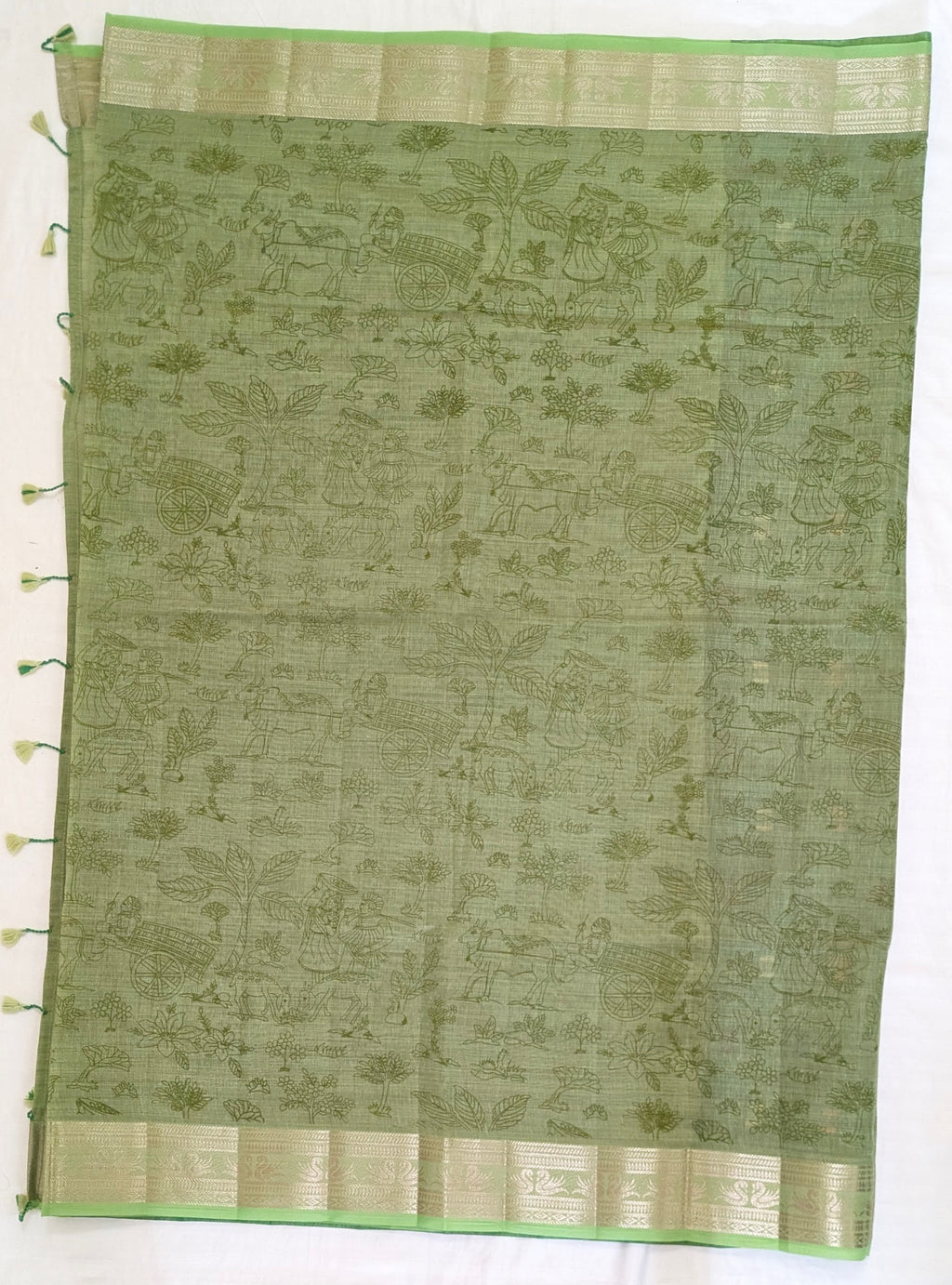 Muga Cotton Green Saree