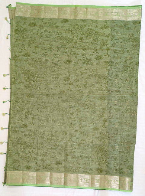 Muga Cotton Green Saree