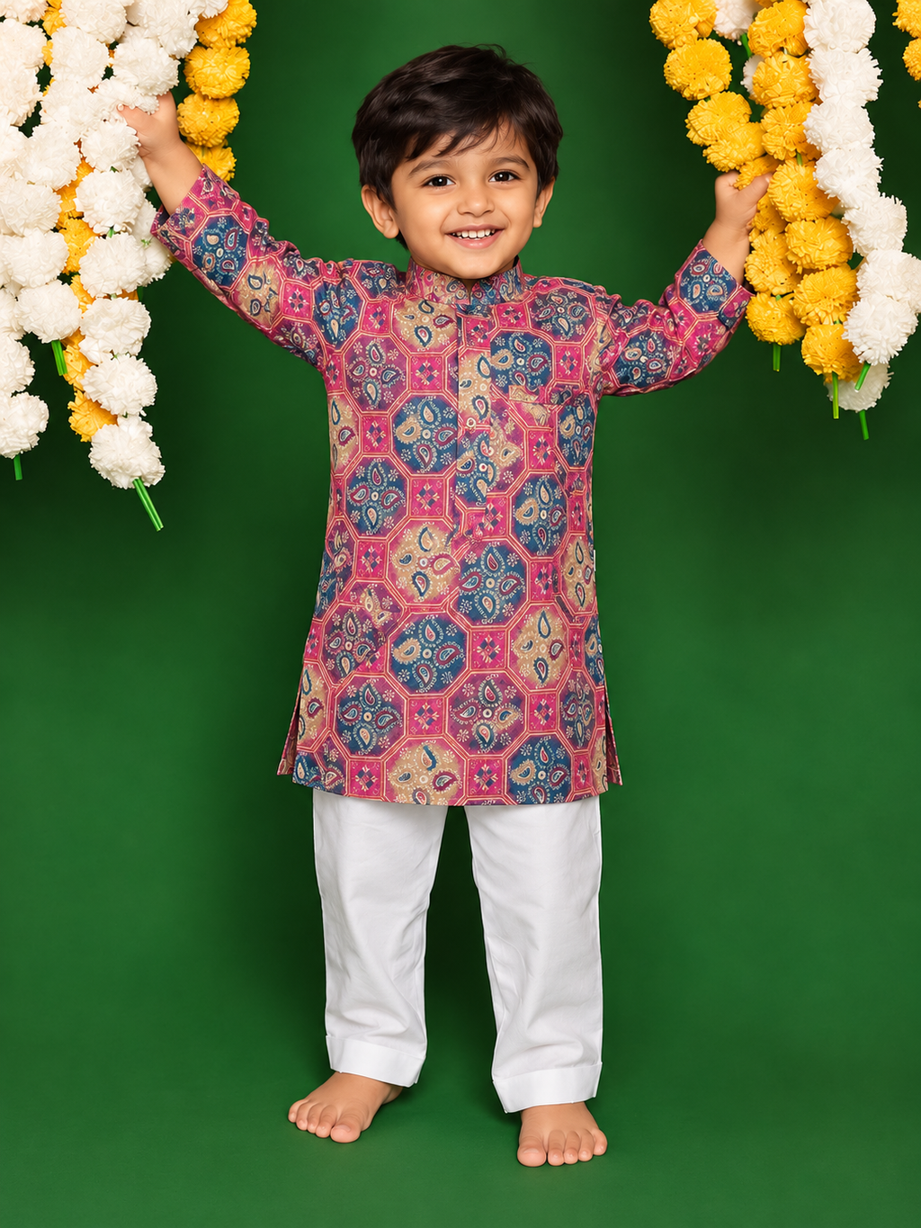 Bum Bum Bole kids blue kurta set model view