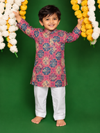 Bum Bum Bole kids blue kurta set model view