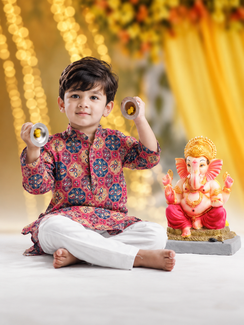 Bum Bum Bole boys festive kurta set alternate view