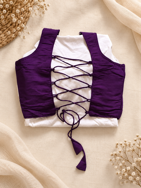 Purple Navratri blouse lace-up back