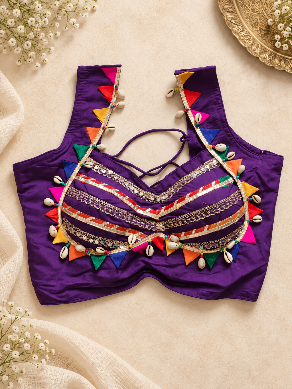 Purple Navratri blouse front view