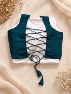 Deep blue blouse back detail