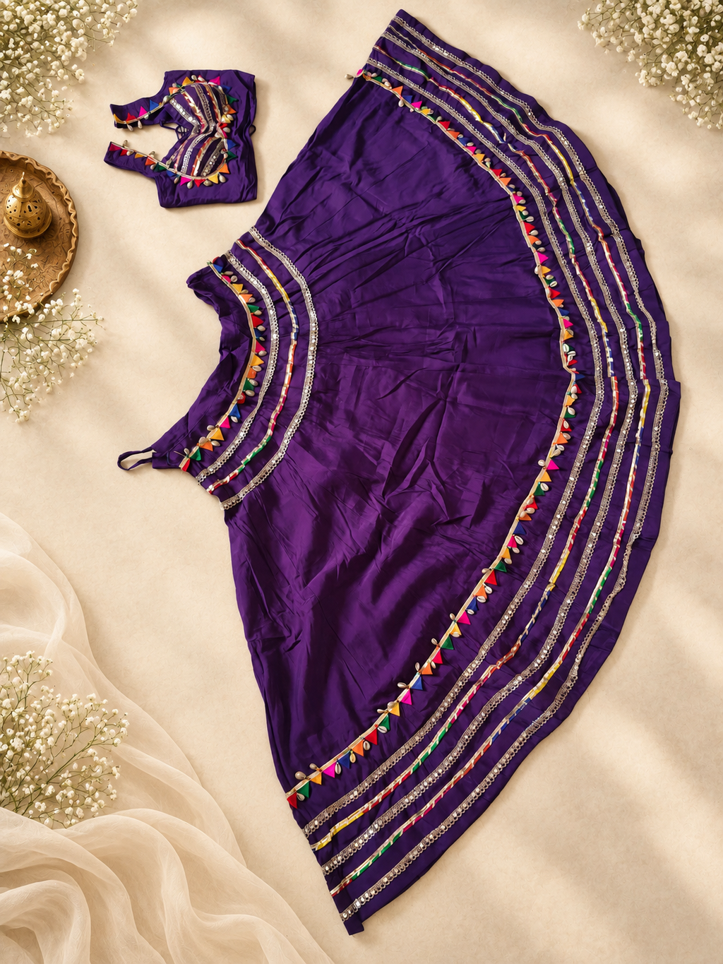 Chikni Chameli purple chania choli full set