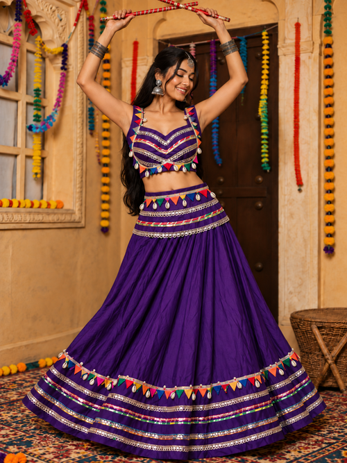 Chikni Chameli purple Navratri chania choli model view