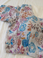 Ivory Chinon Silk Floral Blouse