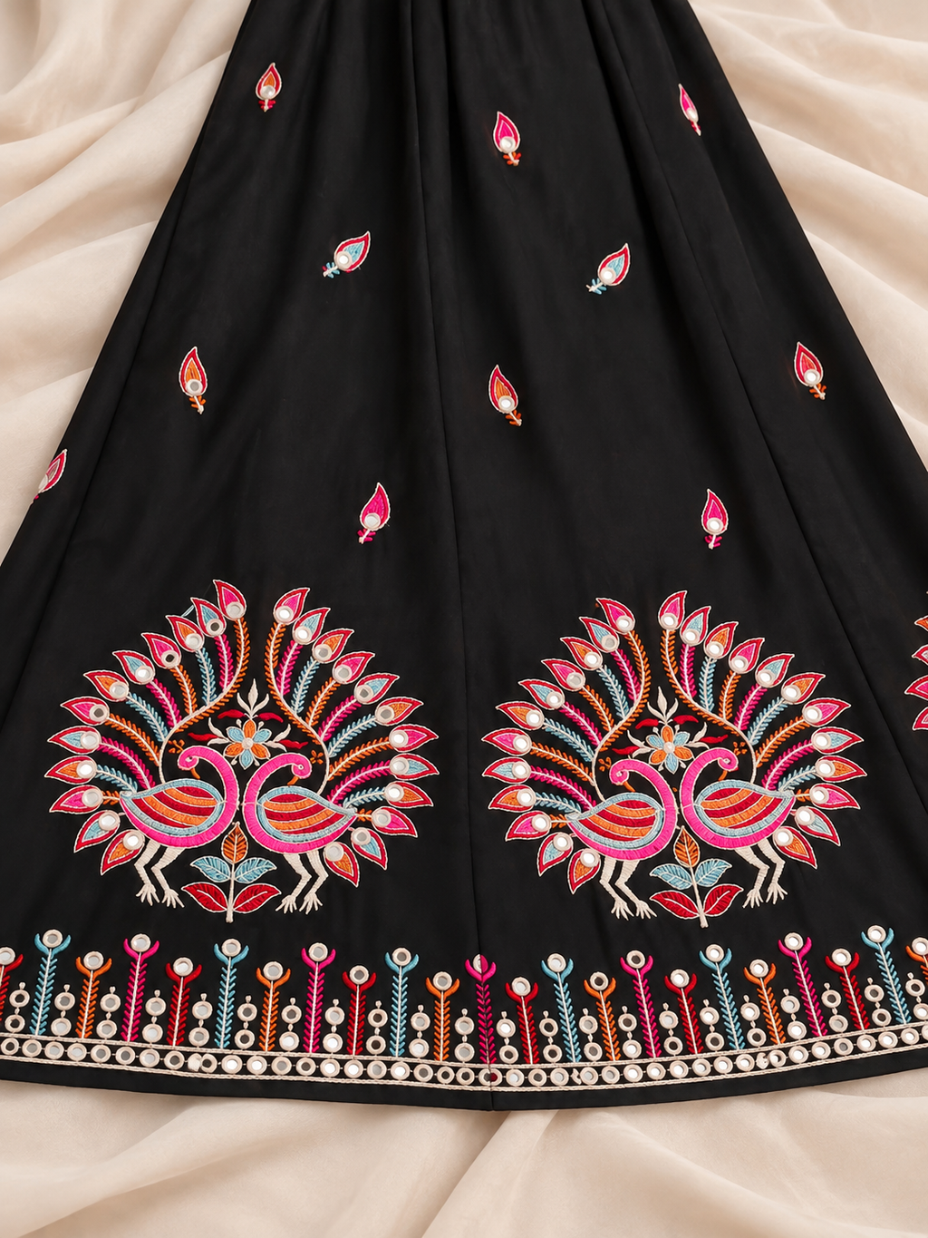 Jhumka Black Peacock Corset Chaniya Choli
