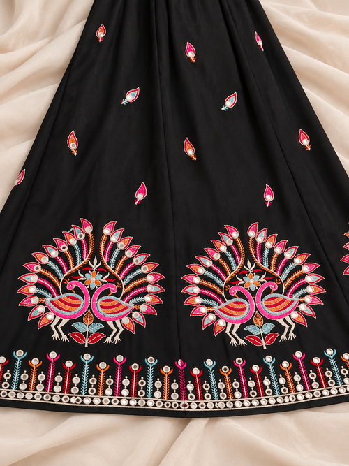 Jhumka Black Peacock Corset Chaniya Choli