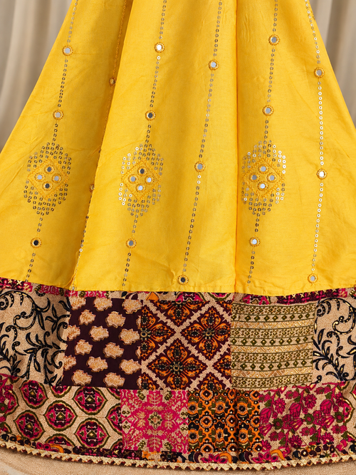 Yellow Ajrak Ghagara Set