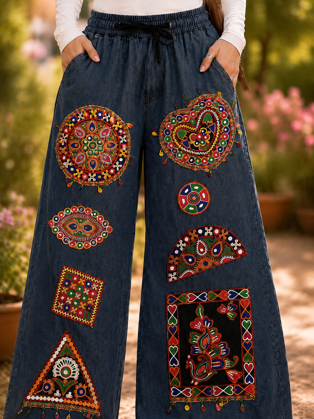 Handcrafted Kutchi-Style Patchwork Denim