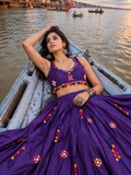 Desi Girl Bunting Purple Mirror-Work Chania Choli