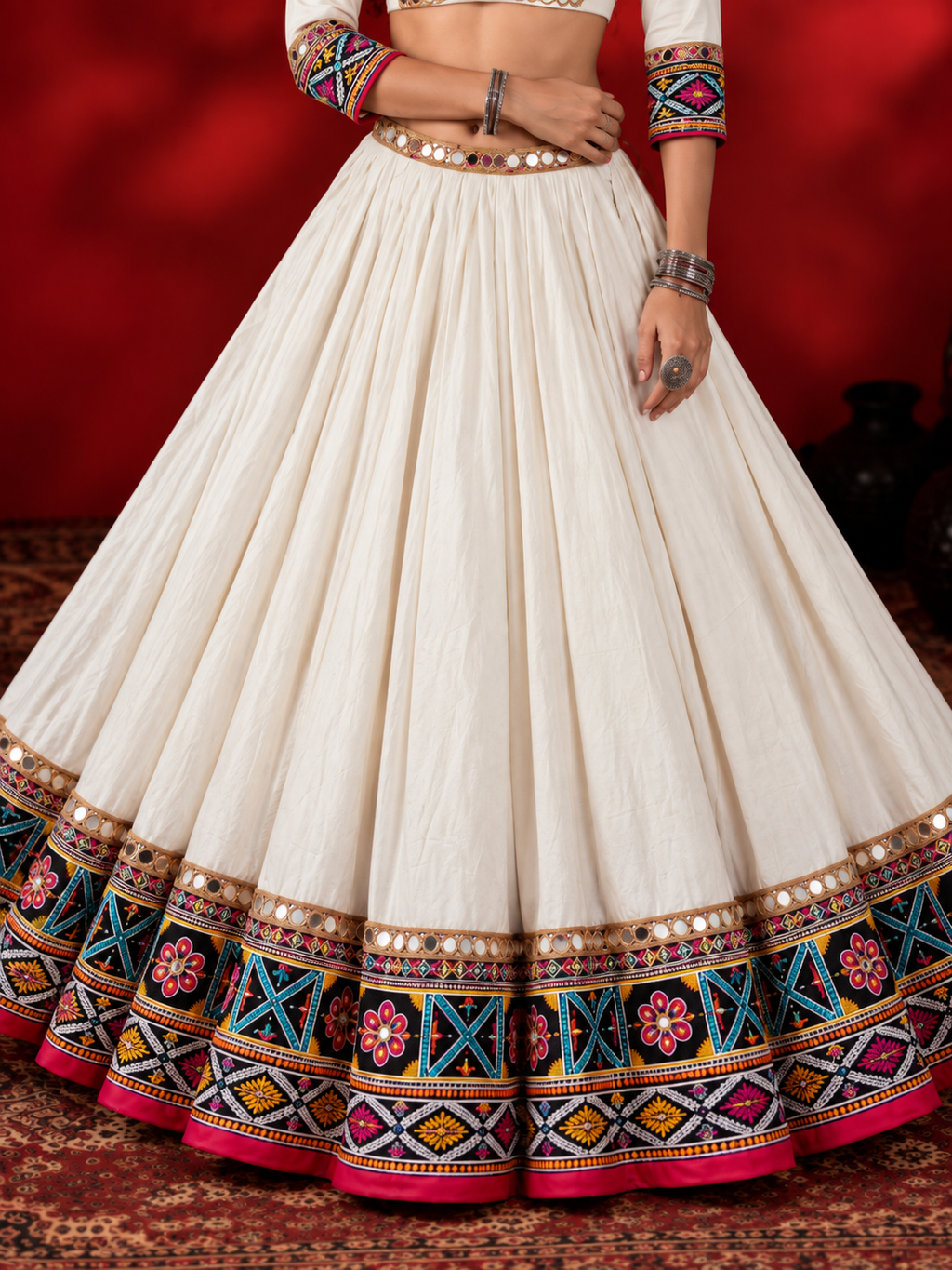 Sheesh Mahal Statement White Chaniya Choli