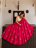Diamond Mirror Lehenga Skirt - Pink