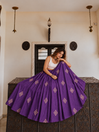 Diamond Mirror Lehenga Skirt - Purple