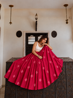 Diamond Mirror Lehenga Skirt - Rani Pink