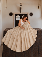 Diamond Mirror Lehenga Skirt - White