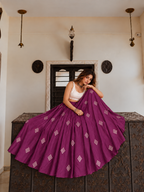 Diamond Mirror Lehenga Skirt - Wine