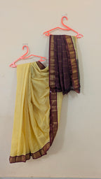 Mustard Yellow & Maroon Gadwal Saree