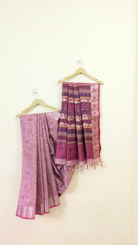 Muga Cotton Printed Body Saree