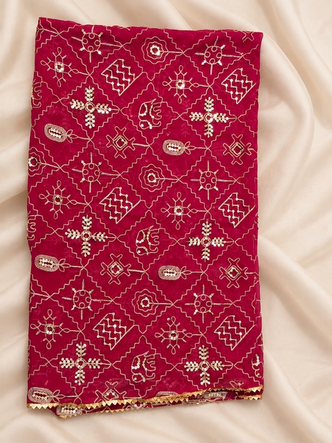 Black Ghagara With Red Dupatta Set