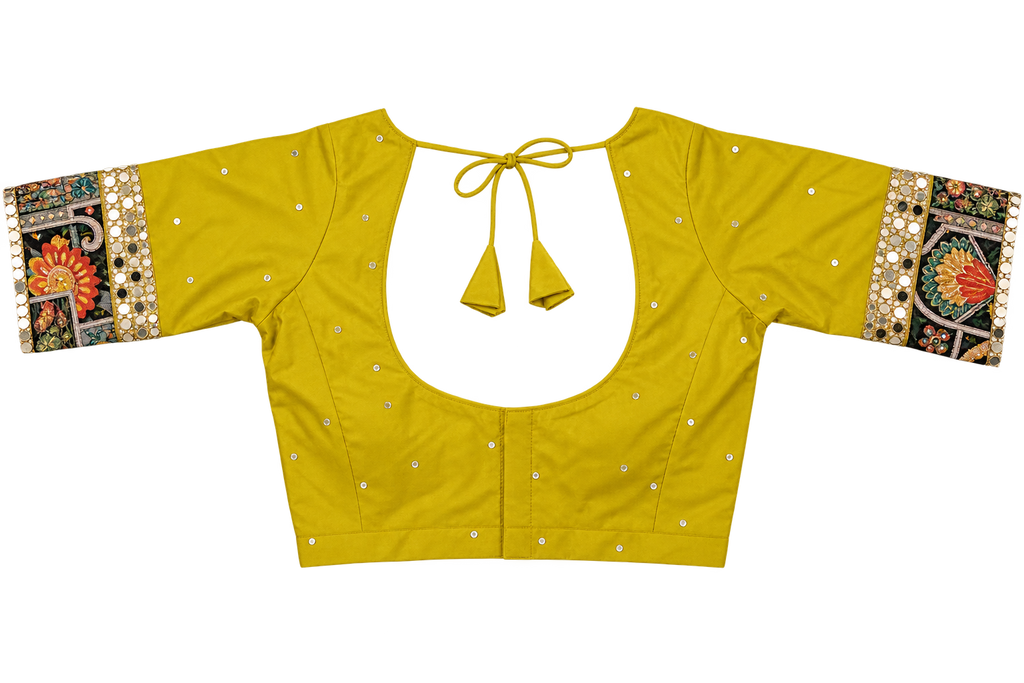 Yellow blouse back with tie strings
