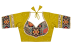 Yellow printed panel blouse front