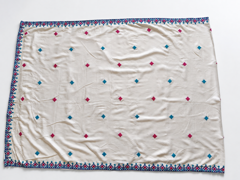 Ivory embroidered dupatta flat lay