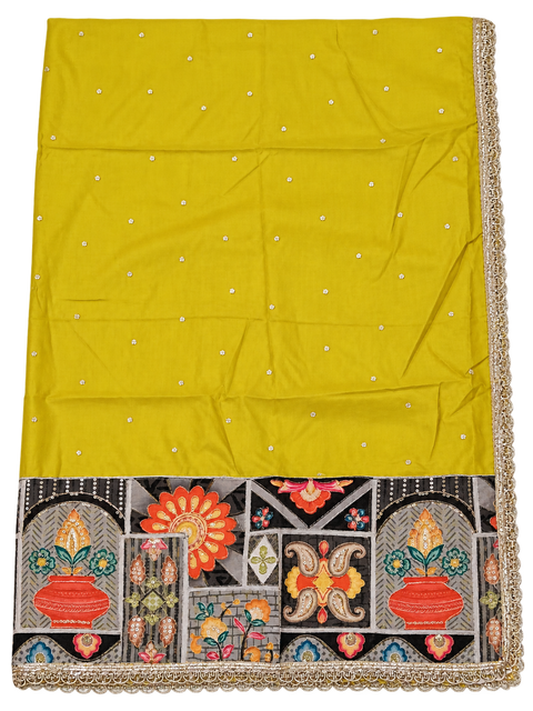 Yellow dupatta with patterned border