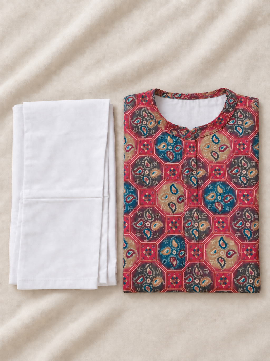 Bum Bum Bole boys blue festive kurta set folded product view