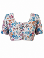 Ivory Chinon Silk Floral Blouse