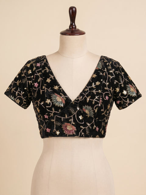 Kajra Re  Fendi Silk Black Blouse