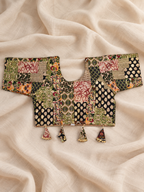 Mother Daughter Matching Black /Green Ajrak Elephant Applique Ghagra Choli Set