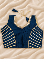 Navy Blue Mirror Work Gota Patti Ghagra Kids