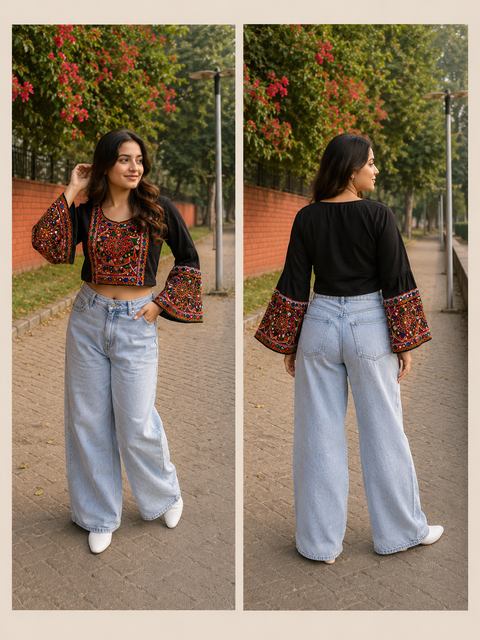 Rangilo Re Chakra Black Top