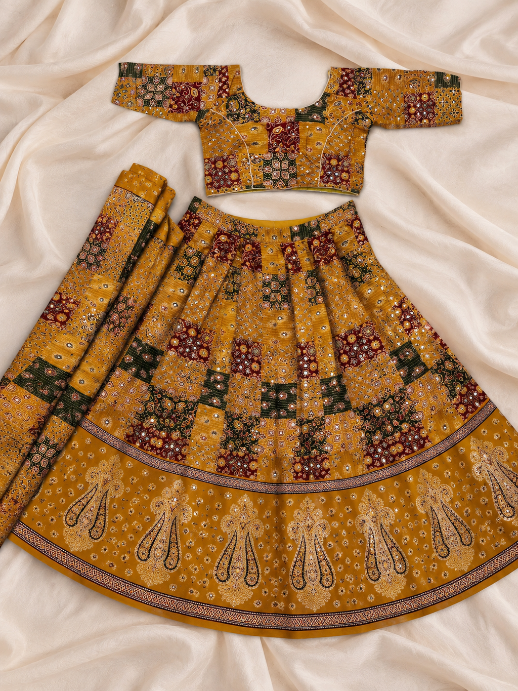 Ajrak yellow Chaniya Choli
