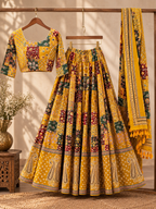 Ajrak yellow Chaniya Choli