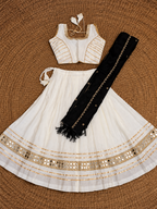 Mirror Work Kids Ghagra White