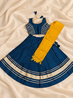 Navy Blue Mirror Work Gota Patti Ghagra Kids