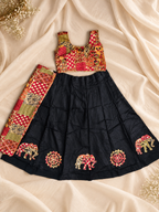 Black Ajrak Elephant Ghagra