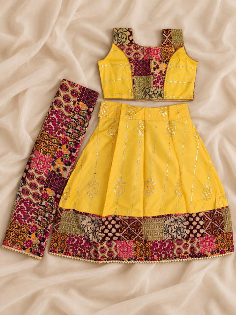 Yellow Ajrak Ghagara Set