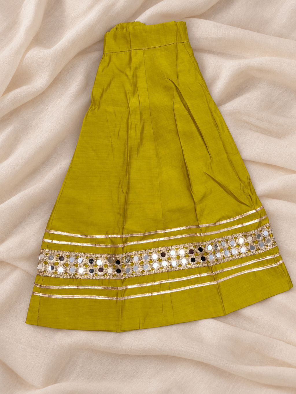 parrot yellow mirror work ghagara
