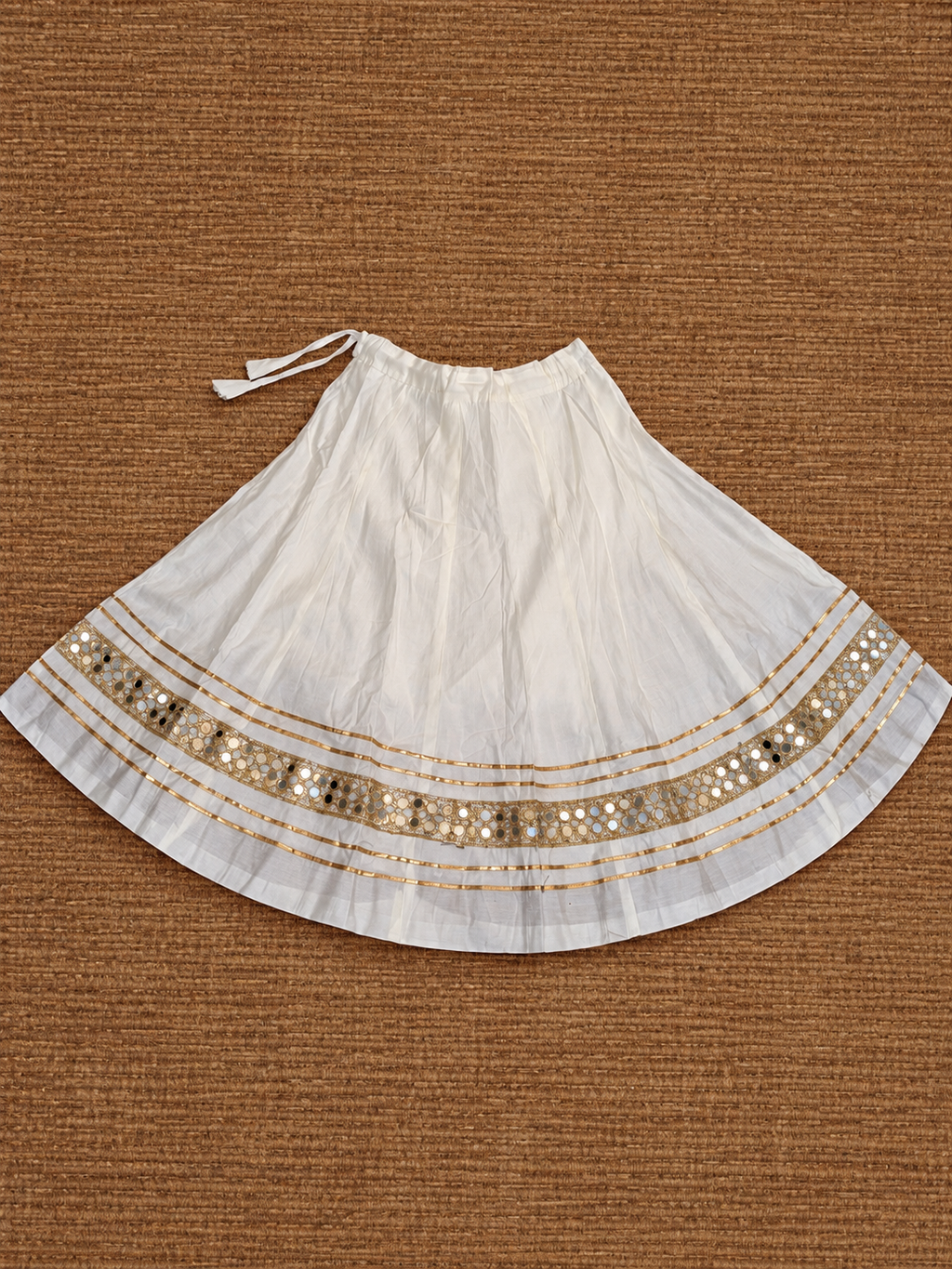 Mirror Work Kids Ghagra White