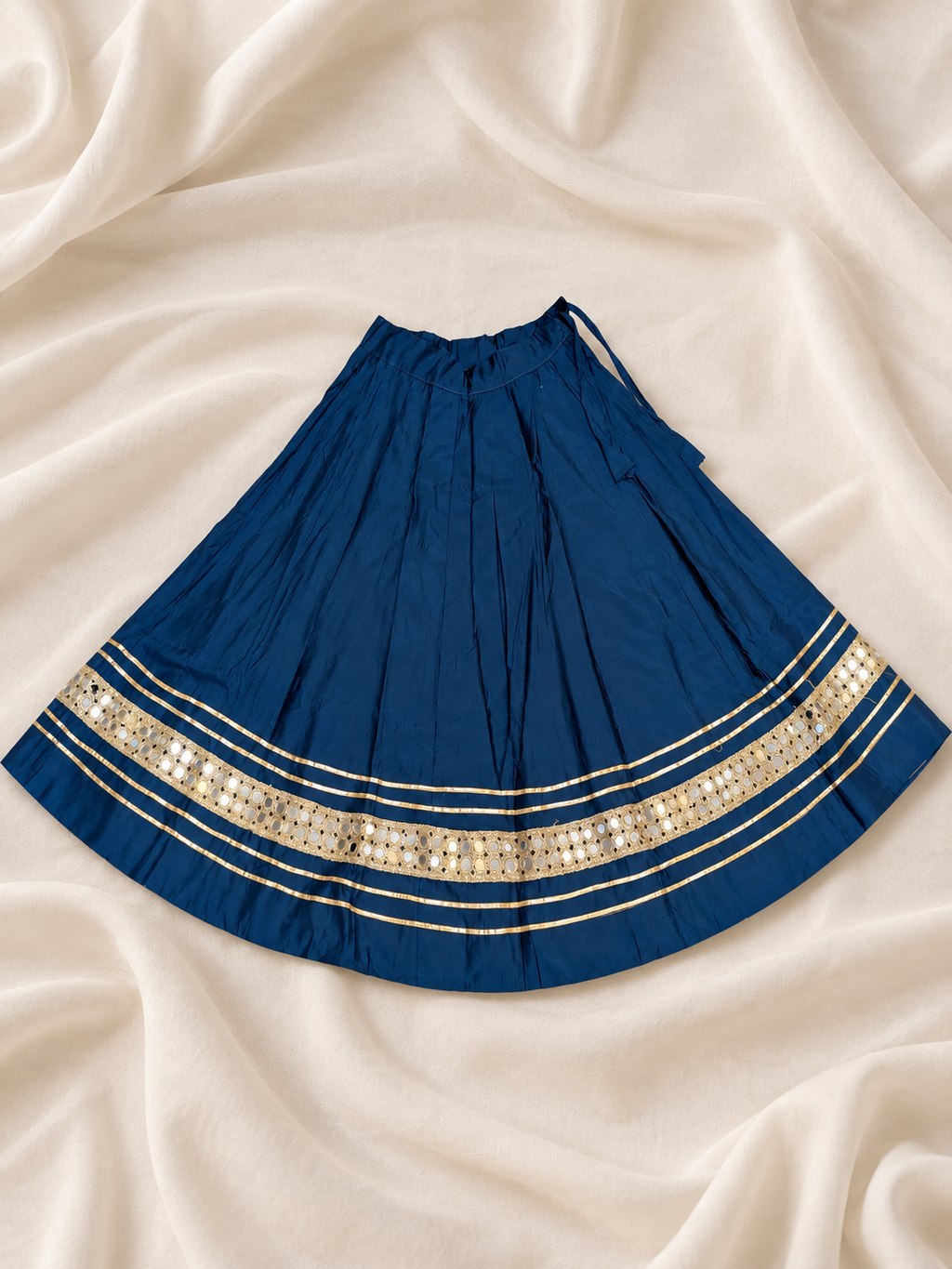Navy Blue Mirror Work Gota Patti Ghagra Kids