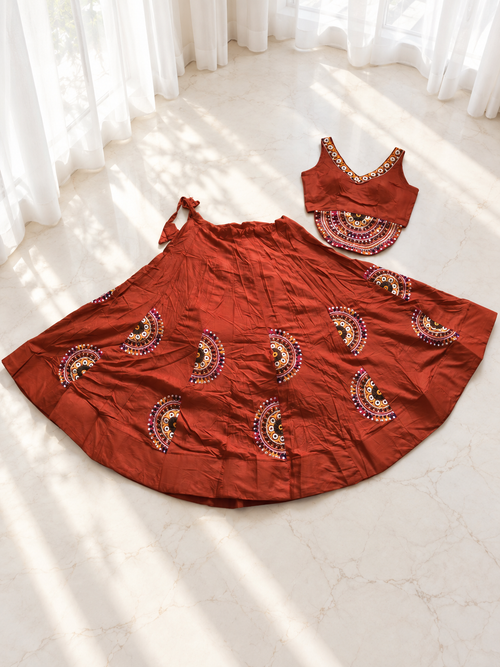 Ghoomar Rani Chakra Rust Orange Half Chakra Corset Chaniya Choli product image