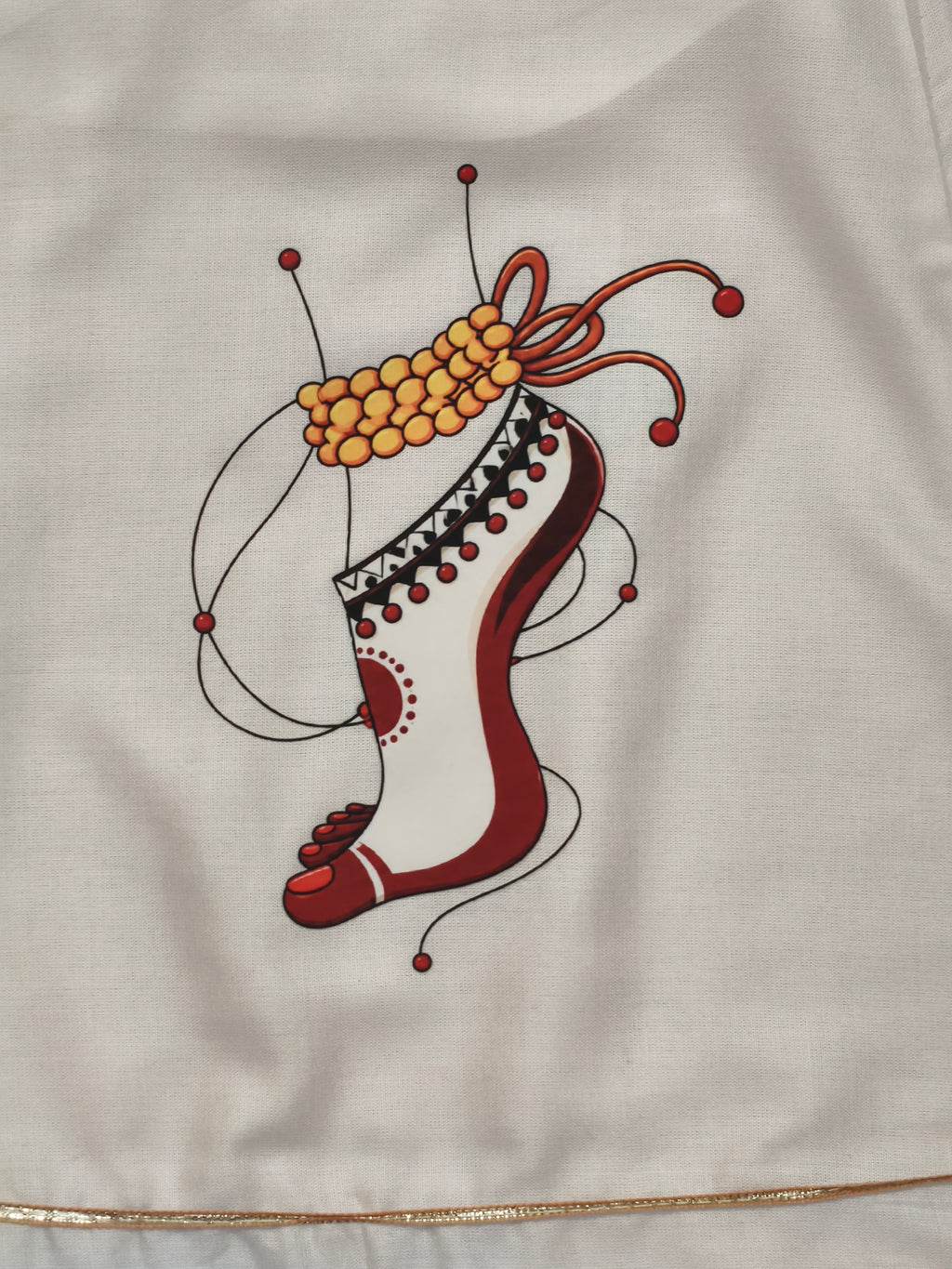 Ghungroo dance motif close up on ivory ghagara