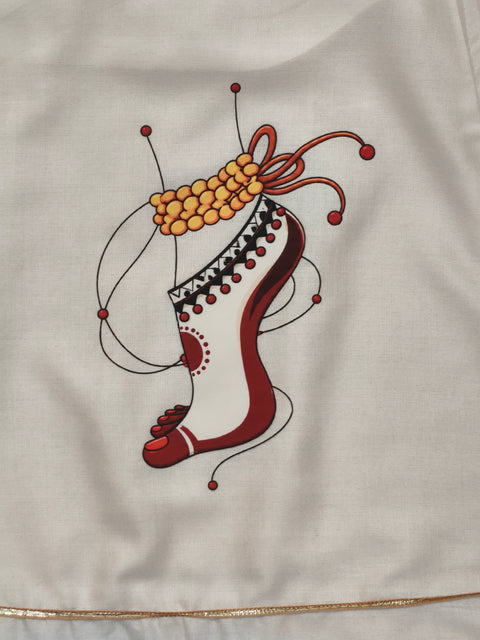 Ghungroo dance motif close up on ivory ghagara