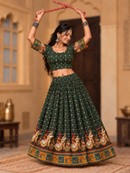 Green Gopis Dancing Chania Choli model shot