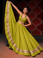 Navratri gotta patti lehenga green model shot